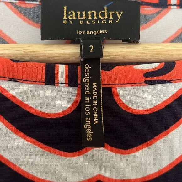 Laundry by Design Orange and Blue Geometric Dress Size 2 - Picture 4 of 7